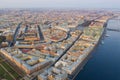 Aerial view cityscape of city center, Palace square, State Hermitage museum Winter Palace, Neva river. Saint Petersburg skyline Royalty Free Stock Photo