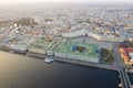 Aerial view cityscape of city center, Palace square, State Hermitage museum (Winter Palace), Neva river. Saint Petersburg skyline Royalty Free Stock Photo