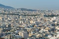 Aerial view of cityscape with crowded buildings of Athens in a sunny day in Greece Royalty Free Stock Photo