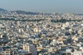 Aerial view of cityscape with crowded buildings of Athens in a sunny day in Greece Royalty Free Stock Photo