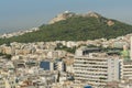 Aerial view of cityscape with crowded buildings of Athens from a top of hotel in a sunny day in Greece Royalty Free Stock Photo