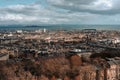 Aerial view of a cityscape of Edinburgh, Scotland on a cloudy day Royalty Free Stock Photo