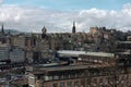 Aerial view of a cityscape of Edinburgh, Scotland on a cloudy day Royalty Free Stock Photo