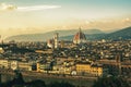 Aerial view of the cityscape of Florence with Cathedral of Santa Maria del Fiore in the distance Royalty Free Stock Photo