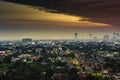 Aerial View of cityscape in golden hour