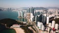 Aerial view of the cityscape in Haeundae, LCT and Haeundae beach in Busan.