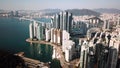 Aerial view of the cityscape in Haeundae, LCT and Haeundae beach in Busan.