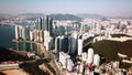 Aerial view of the cityscape in Haeundae, LCT and Haeundae beach in Busan.