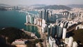 Aerial view of the cityscape in Haeundae, LCT and Haeundae beach in Busan.