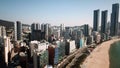 Aerial view of the cityscape in Haeundae, LCT and Haeundae beach in Busan.