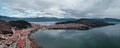 Aerial view of cityscape Kastoria surrounde dy buildings and water