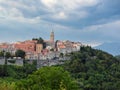 Aerial view of cityscape Labin surrounded by buildings Royalty Free Stock Photo