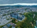 Aerial view of a cityscape with many buildings, Puerto Montt, Chile Royalty Free Stock Photo