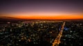 An aerial view of the cityscape of Maputo in Mozambique at sunset