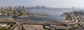 Aerial view of cityscape Mumbai surrounded by buildings and water