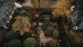 Aerial view of cityscape and nature beauty generated by AI