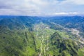 Aerial view of cityscape and nature with green fields and mountains in Chi Lang, Lang Son, Vietnam Royalty Free Stock Photo