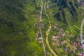 Aerial view of cityscape and nature with green fields and mountains in Chi Lang, Lang Son, Vietnam Royalty Free Stock Photo