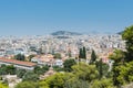 Aerial view of cityscape near Acropolis with crowded buildings of Athens  with Stoa of Attalos in a sunny day, view from Greece Royalty Free Stock Photo