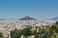 Aerial view of cityscape near Acropolis with crowded buildings of Athens in a sunny day in Greece Areopagus Hill Royalty Free Stock Photo