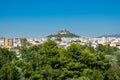 Aerial view of cityscape near Acropolis with crowded buildings of Athens in a sunny day in Greece, view from Areopagus Hill Royalty Free Stock Photo