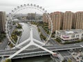 Aerial view of cityscape of Tianjin ferris wheel. Tianjin Eye ferris wheel Royalty Free Stock Photo