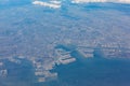 Aerial view of the cityscape of Tokyo, Kawasaki, Yokohama, Chiba area