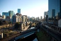 Aerial view of cityscape Tokyo surrounded by buildings Royalty Free Stock Photo