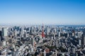 Aerial view of cityscape Tokyo surrounded by buildings and water Royalty Free Stock Photo