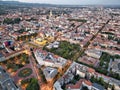 Aerial view of cityscape Zagreb surrounded by buildings