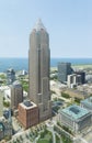 Aerial view of Cleveland downtown, Key tower skyscraper and lake Erie from Terminal tower
