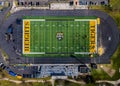 Aerial view of the Cleveland Heights high school stadium football field and track Royalty Free Stock Photo