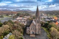 Aerial view in Clifden a beauiful village old traditional small town in Galway Irelnd