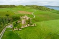 Aerial view of Clifden Castle, ruined manor house, on famous Sky Road near Clifden town, great example of Gothic Revival Royalty Free Stock Photo