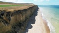 Aerial view of cliffs along the sea in Sangatte, France