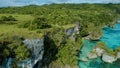 Aerial view of cliffs on the edge of the ocean