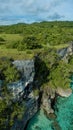 Aerial view of cliffs on the edge of the ocean