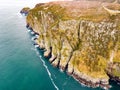 Aerial view of the cliffs of horn head at the wild atlantic way in Donegal - Ireland Royalty Free Stock Photo