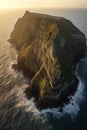 Aerial view of the cliffs of Moher at sunset, Ireland