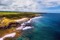 Aerial view of the cliffs of the spectacular Gris Gris Beach, in southern Mauritius. Here, is the strong waves of the Indian Ocean Royalty Free Stock Photo