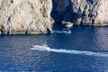 Aerial view of cliffs and Tyrrhenian sea on a beautiful summer day on Capri island in Italy Royalty Free Stock Photo