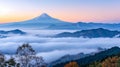 aerial view of clods and fog over mountains hills. magic time. beautiful nature Royalty Free Stock Photo