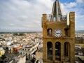 Aerial View of Close Up of the Bell Tower of the Church Santa Maria La Nova in Pulsano near Taranto