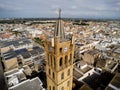 Aerial View of Close Up of the Bell Tower of the Church Santa Maria La Nova in Pulsano near Taranto