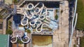 Aerial view of a closed abandoned water park