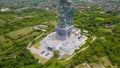 Aerial view of the closed cultural park Garuda Vishnu Kencana with the statue of Vishnu and the mythical bird Garuda