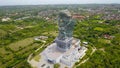 Aerial view of the closed cultural park Garuda Vishnu Kencana with the statue of Vishnu and the mythical bird Garuda