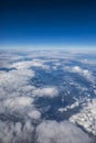 Aerial view of cloud scape and clear blue sky