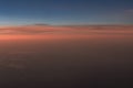 Aerial view of sunrise Clouds over the united states on a flight from Richmond to Houston Texas Royalty Free Stock Photo