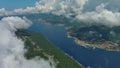 Aerial view on clouds over Kotor Bay